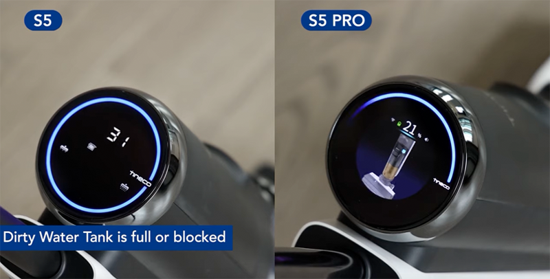 Tineco Floor One S5 Display Vergleich mit  Tineco Floor One S5 Pro